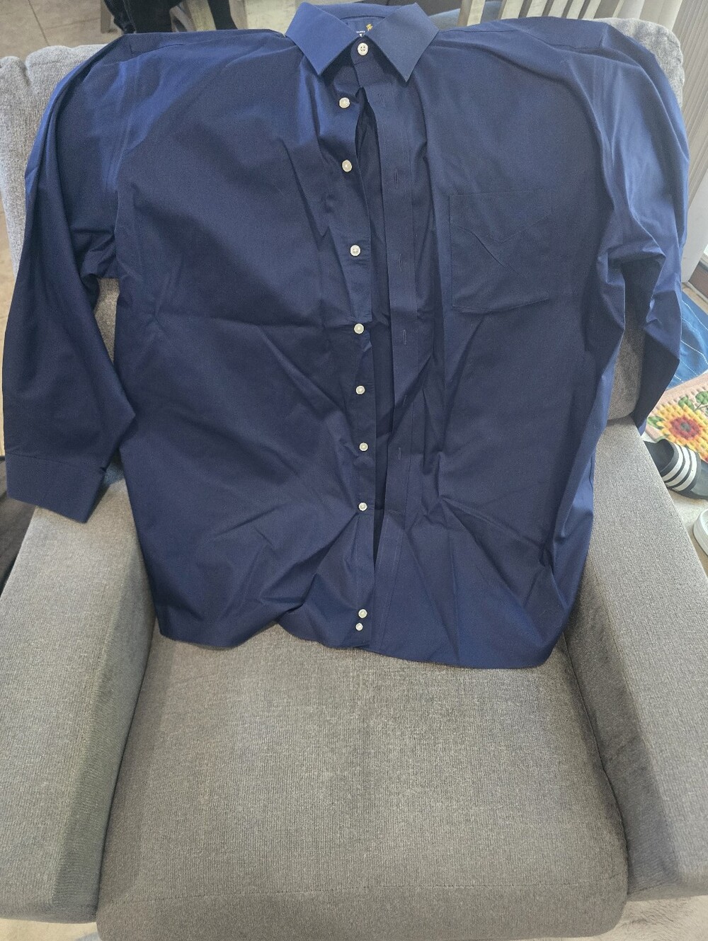 Stafford Navy Blue Dress Shirt - Long Sleeve Button-Down